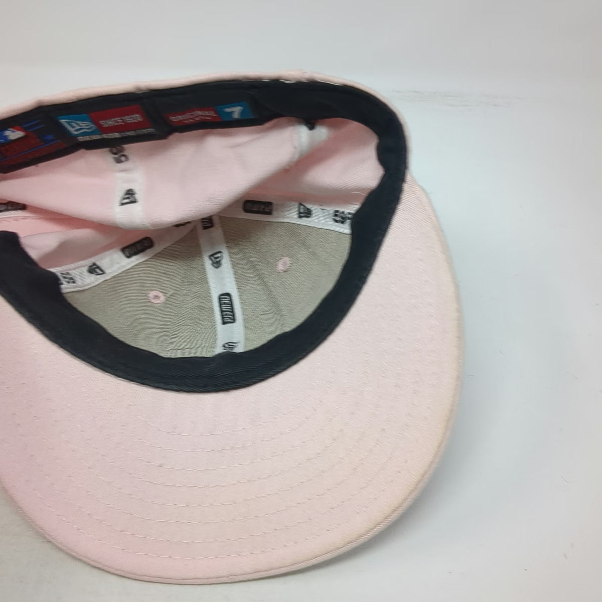 Boston Red Sox MLB New Era Baseball Cap Pink 7 Fitted Wool Hat Flat Brim Logo