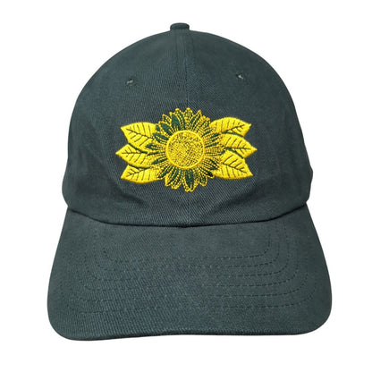 Sunflower Strapback Hat Green One Size Adjustable Embroidered Eco Range Cotton