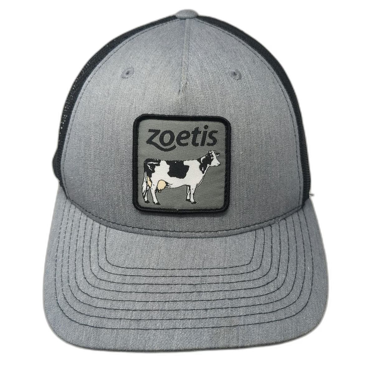 Richardson Trucker Hat Gray One Size Zoetis Cow Patch Mesh Snapback Agriculture