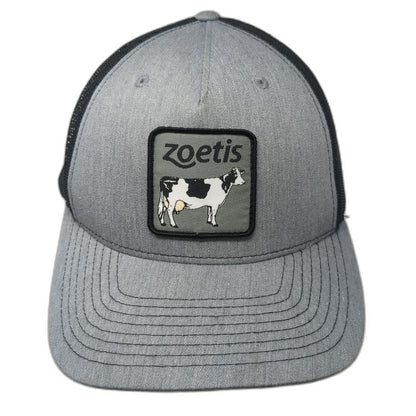 Richardson Trucker Hat Gray One Size Zoetis Cow Patch Mesh Snapback Agriculture