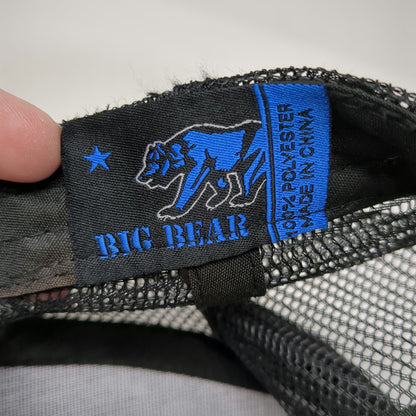 Big Bear Trucker Hat Black One Size Thin Blue Line Flag Patch Mesh Snapback