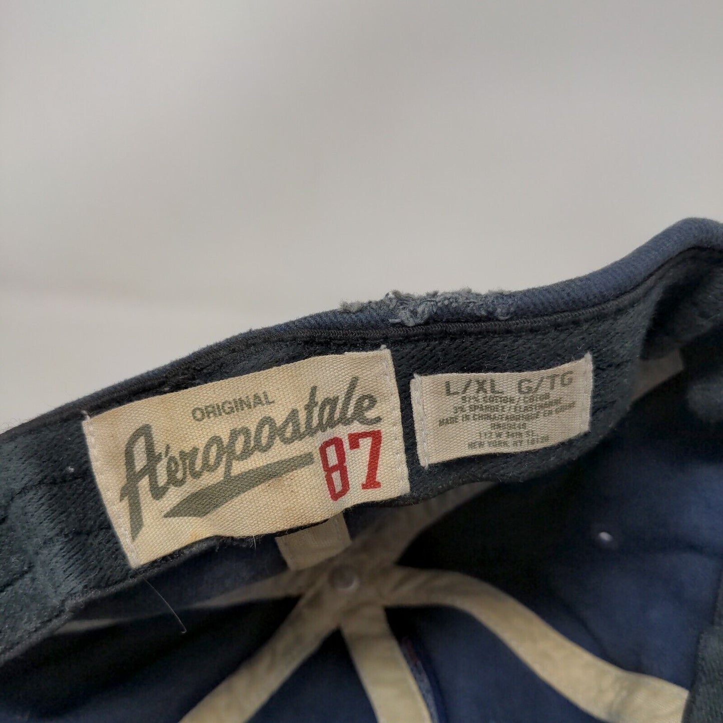 Aeropostale 87 Fitted Hat Blue Large/XL Solid 6 Panel Vent Holes