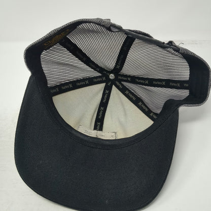 Hurley Trucker Hat Black One Size Mesh Snapback Flat Brim Yupoong Surf Logo