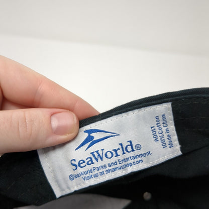 SeaWorld Strapback Hat Black One Size Solid Adjustable Embroidered