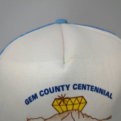 Winner Trucker Hat Blue White One Size Gem County Centennial Idaho Mesh Snapback