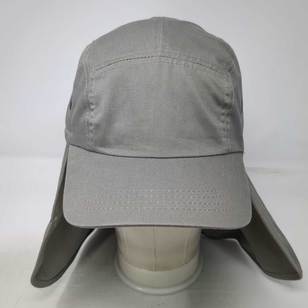 hg 5 Panel Hat Gray One Size Neck Flap Sun Shield Cord Toggle Slideback Outdoor