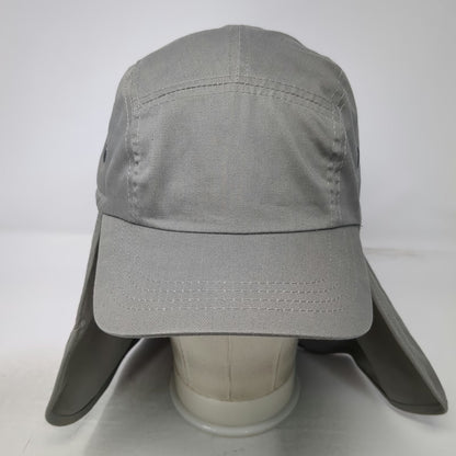 hg 5 Panel Hat Gray One Size Neck Flap Sun Shield Cord Toggle Slideback Outdoor