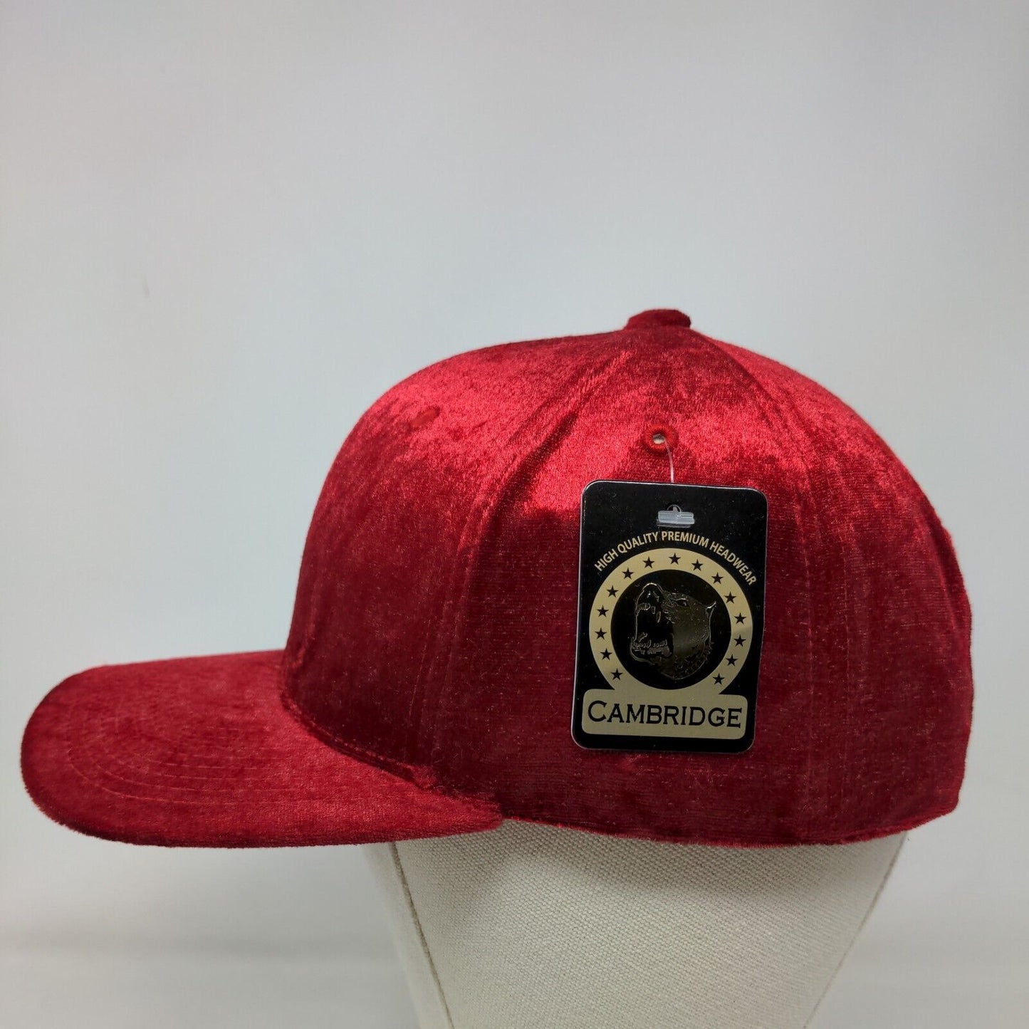 Cambridge Men's Snapback Hat Red Velour 100% Polyester Adjustable W/Tags