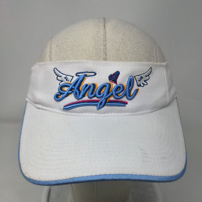 Angel Strapback Sun Visor Hat White One Size Embroidered New Vibe