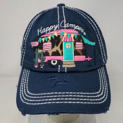 Happy Camper Strapback Hat Blue One Size KB ETHOS Vintage Distressed