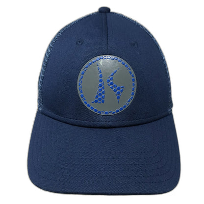Outdoor Cap Trucker Hat Blue One Size Mesh Snapback Rubber Patch Honeycomb Logo