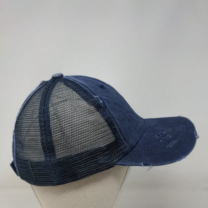 Unbranded Strapback Mesh Back Trucker Hat Blue One Size Adjustable Blank