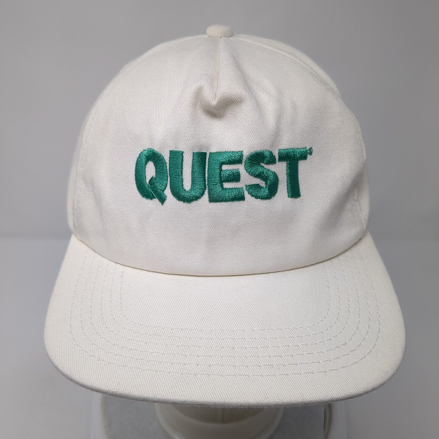 Quest Snapback Hat White One Size Adjustable Solid Vent Holes Outdoor