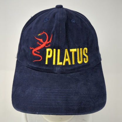 Pilatus Strapback Hat Blue One Size Adjustable Embroidered Vented Holes 6 Panel