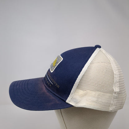 Simms Fishing Products Bozeman Montana Snapback Trucker Hat Blue OS Mesh Back