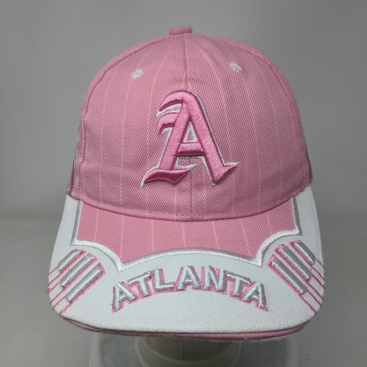 Atlanta Strapback Hat Pink One Size Adjustable Embroidered 6 Panel