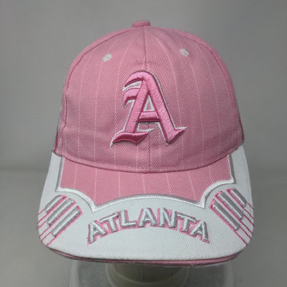 Atlanta Strapback Hat Pink One Size Adjustable Embroidered 6 Panel