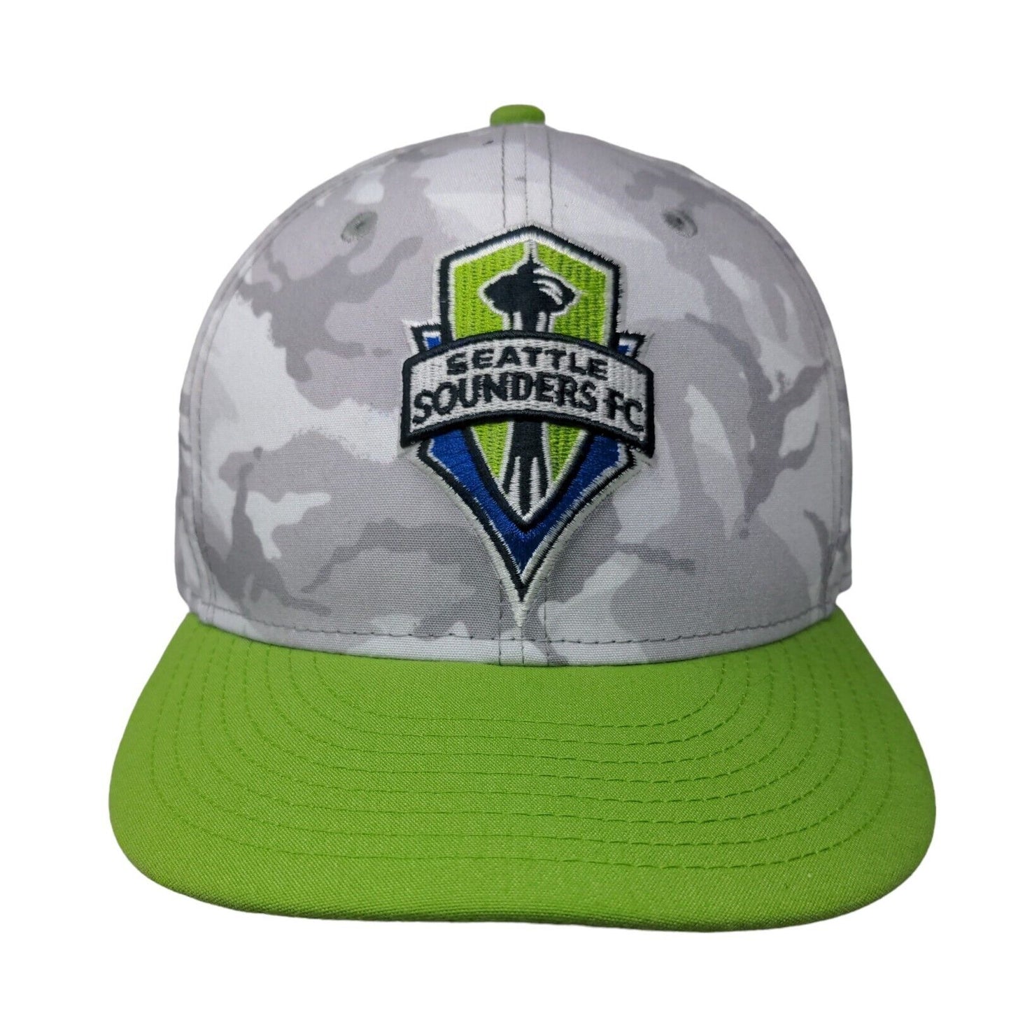 New Era Men's Snapback Hat Gray Camo OSFM 9Fifty Embroidered Seattle Sounders FC