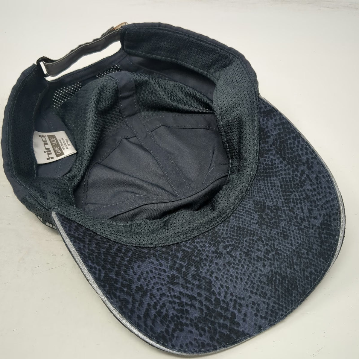 Hind Baseball Cap Gray One Size Mesh Back Reflective Snakeskin Pattern Run Hat