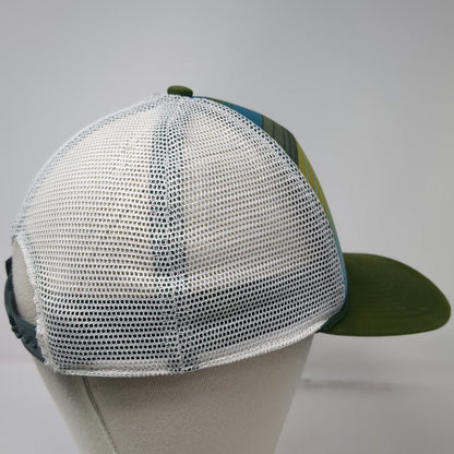 Patagonia Trucker Hat Green One Size Striped Mesh Back Snapback Rope Detail