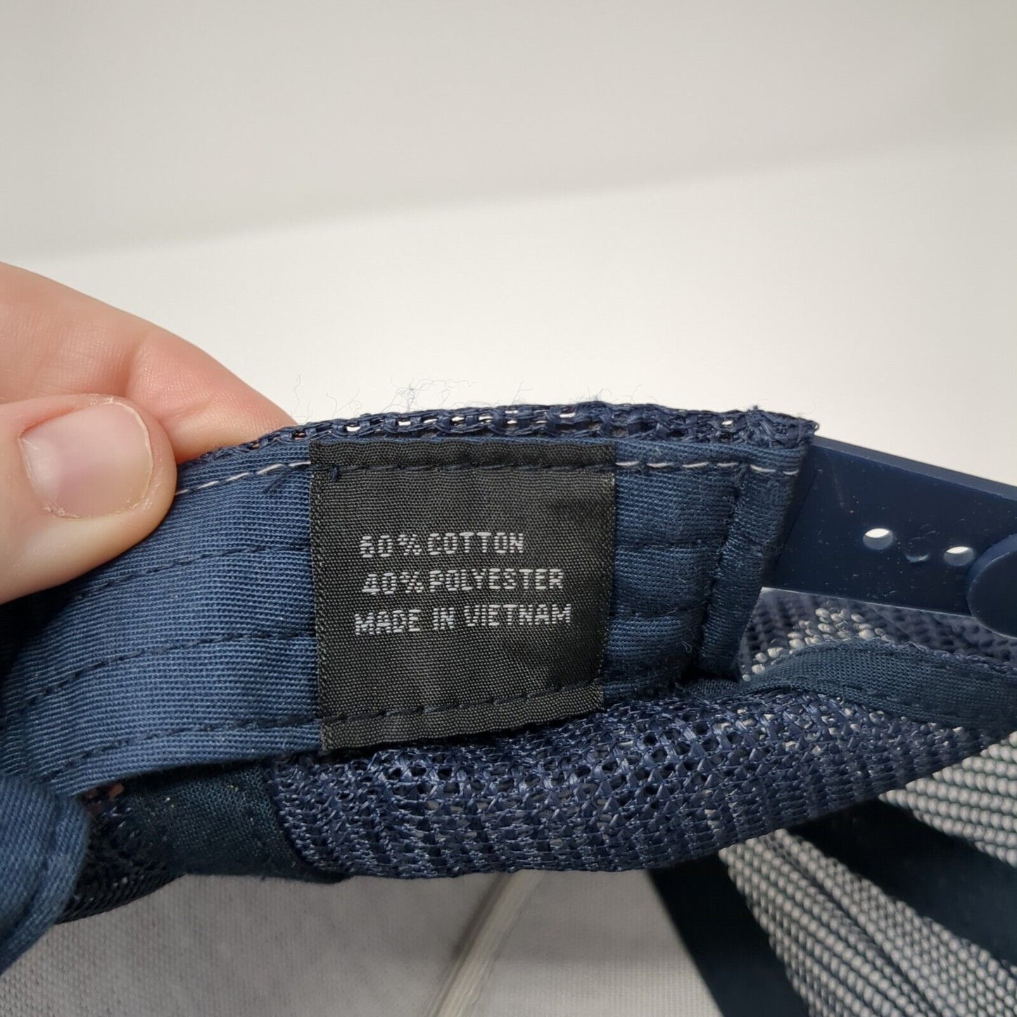 Black Rock Snapback Mesh Back Trucker Hat Blue Striped OSFA Cotton Blend Logo