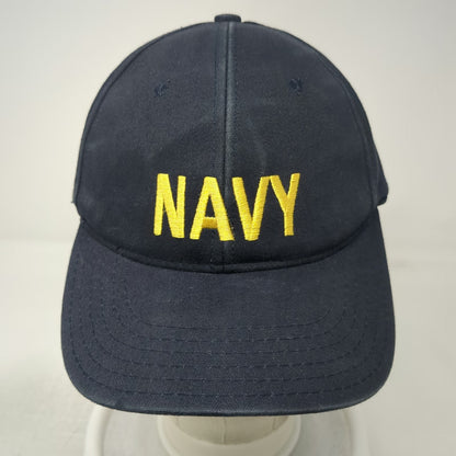 Baseball Cap Blue One Size US Navy Embroidered Made in USA Military Hat Recruit