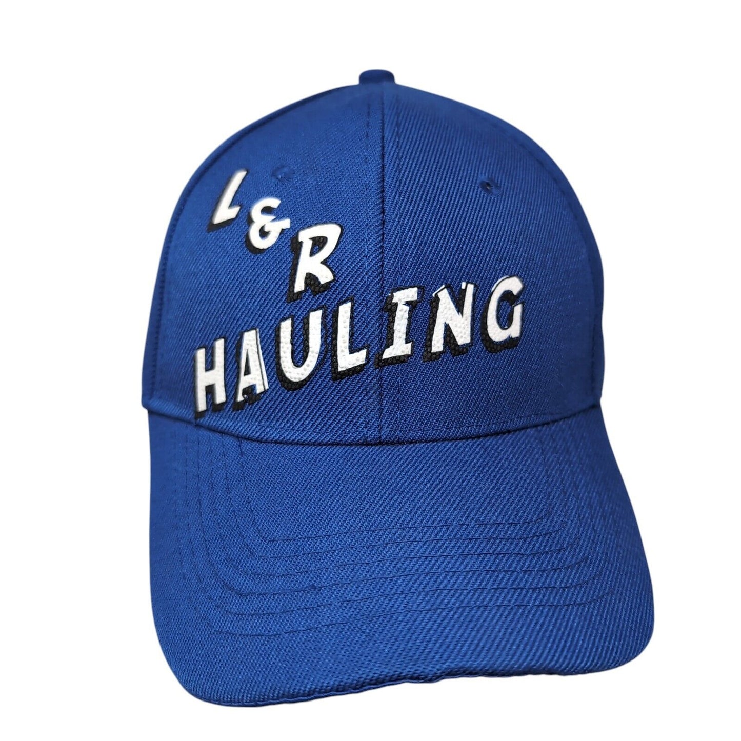 L&R Hauling Strapback Hat Blue One Size Adjustable Vented Holes 6 Panel