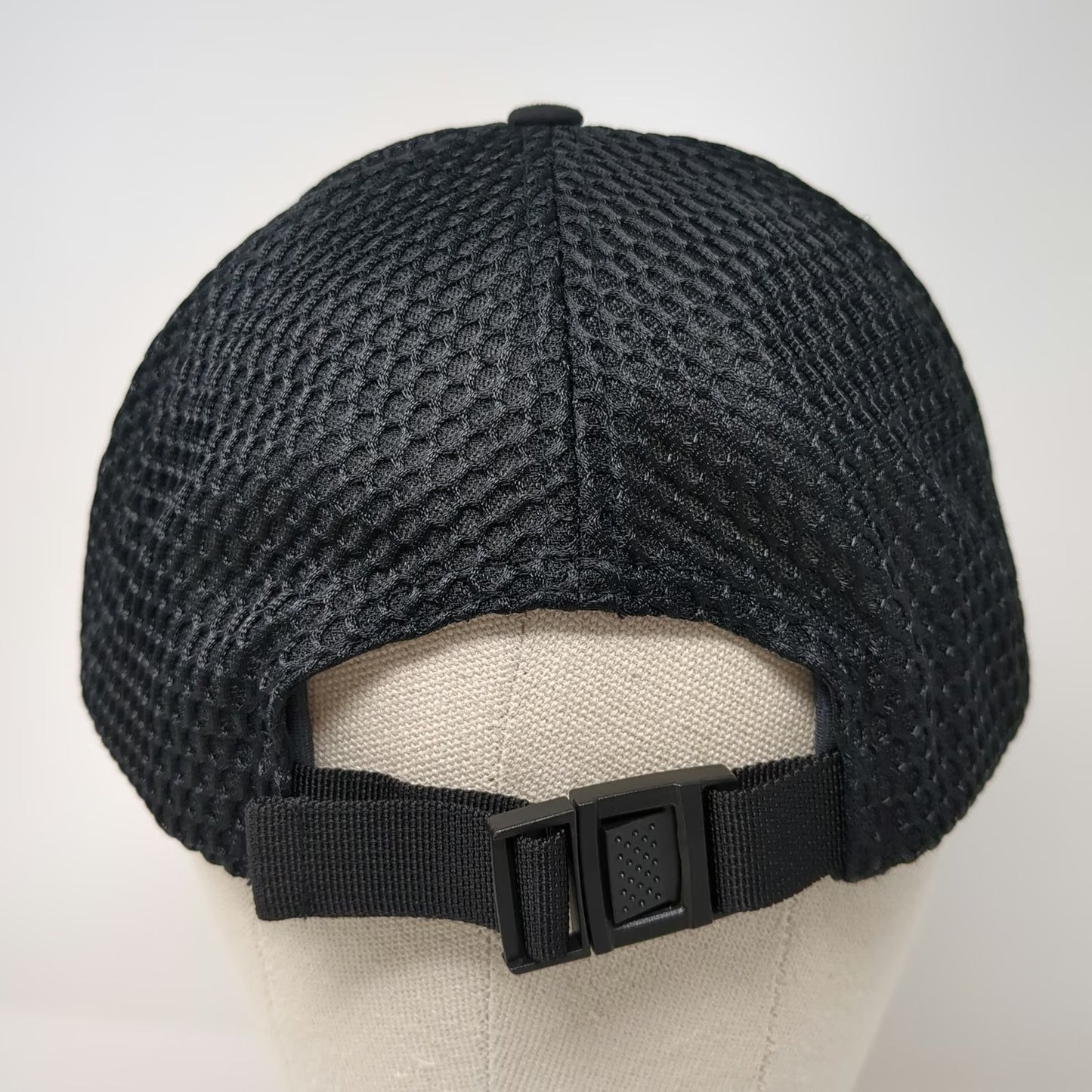 Black 5 Panel One Size Hat HNL Coffee Mesh Back Strapback Buckle Closure Logo