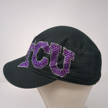 TCU Cadet Army Cap Black One Size Adjustable Rhinestone Collegiate Fashionista