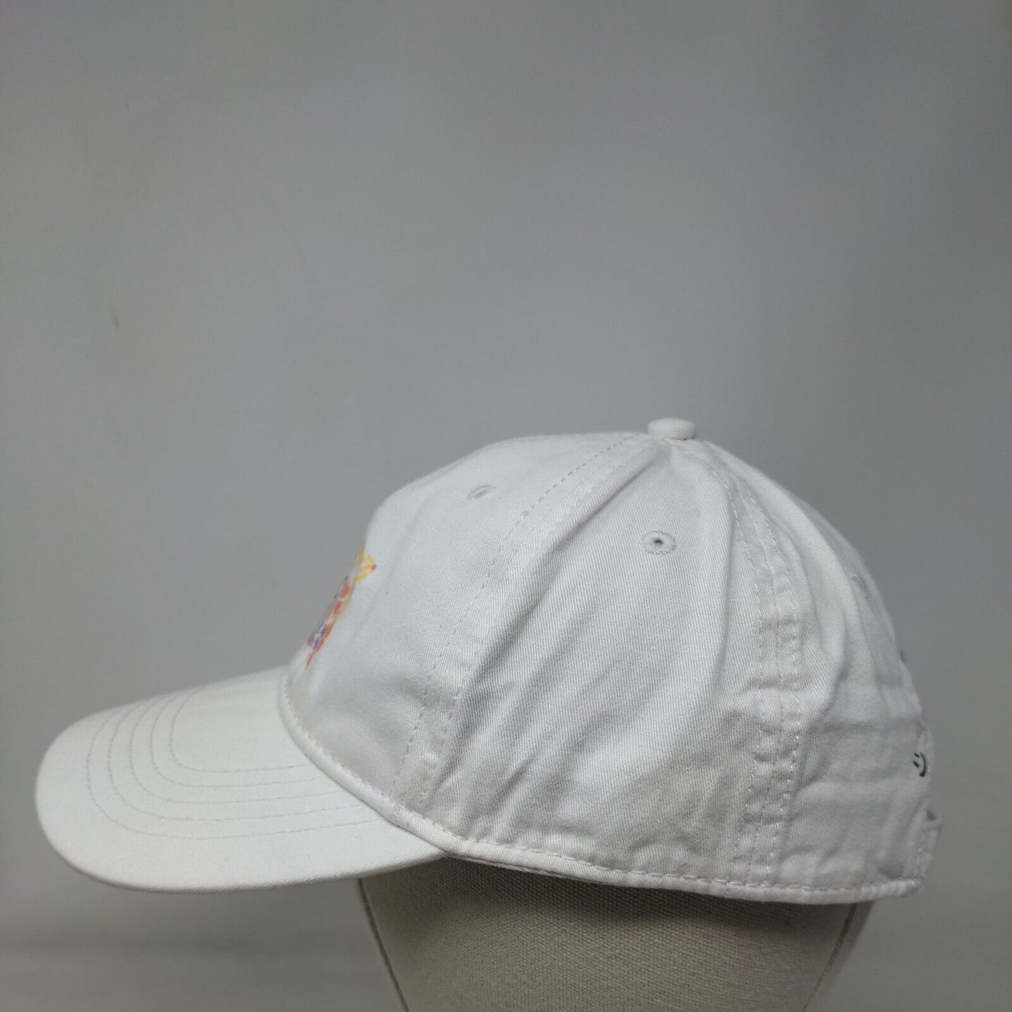 Smile More Worry Less Slideback Hat White OSFM Adjustable Floral Vented Holes
