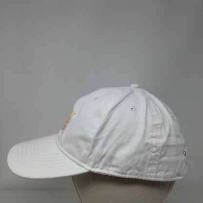 Smile More Worry Less Slideback Hat White OSFM Adjustable Floral Vented Holes