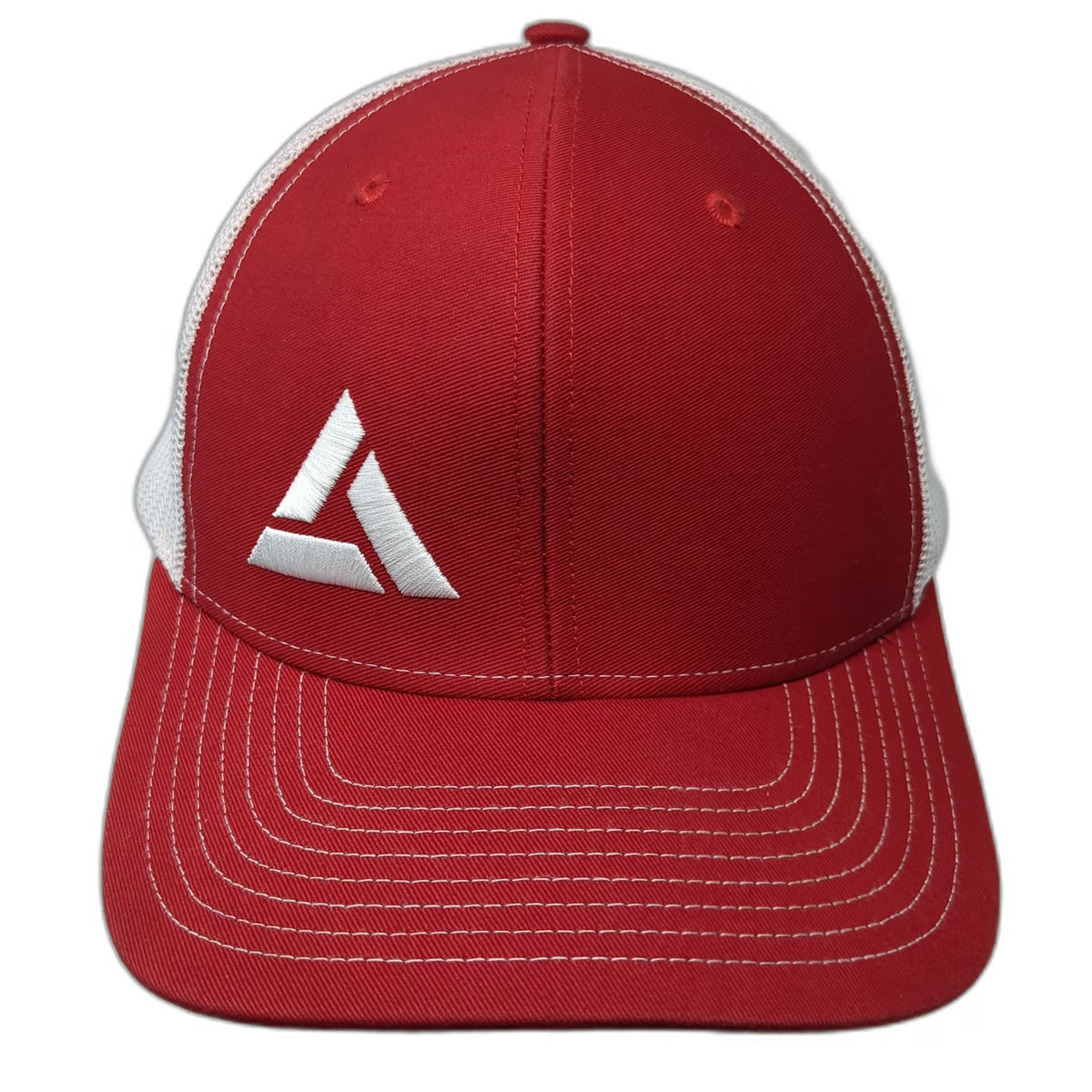 Richardson Trucker Hat Red One Size Mesh Back Snapback Contrast Stitch Triangle
