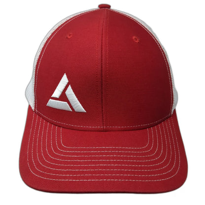 Richardson Trucker Hat Red One Size Mesh Back Snapback Contrast Stitch Triangle