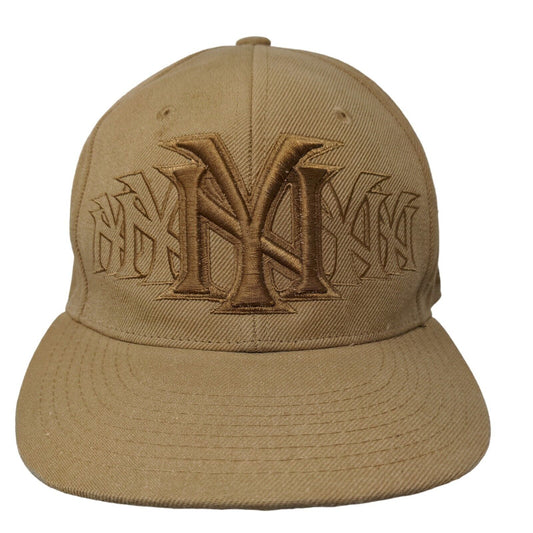 Head Global Men's Fitted Hat Tan Size 7 3/8 Embroidered NY Logo