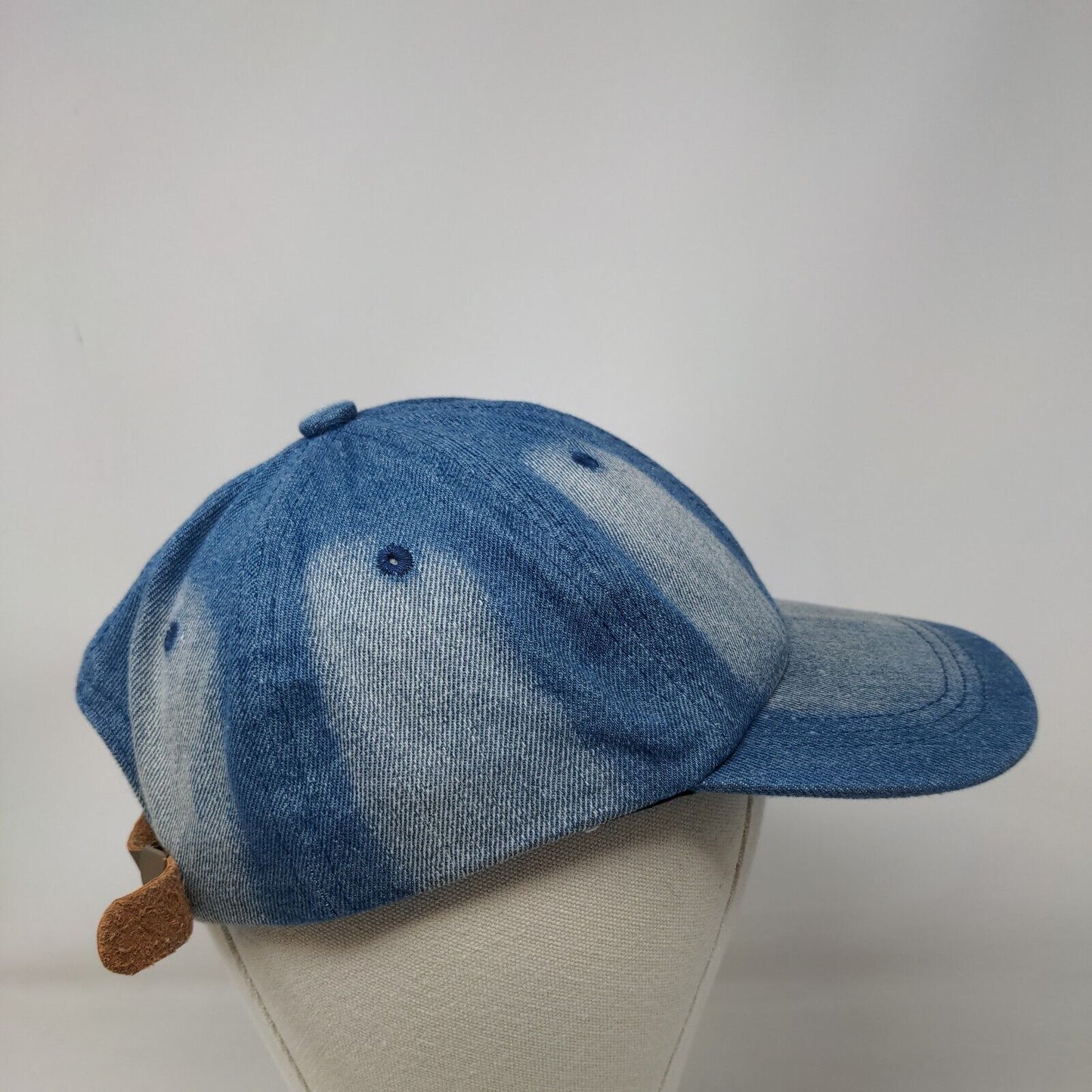 Unbranded Denim Slideback Hat Blue One Size Leather Strap 6 Panel Blank