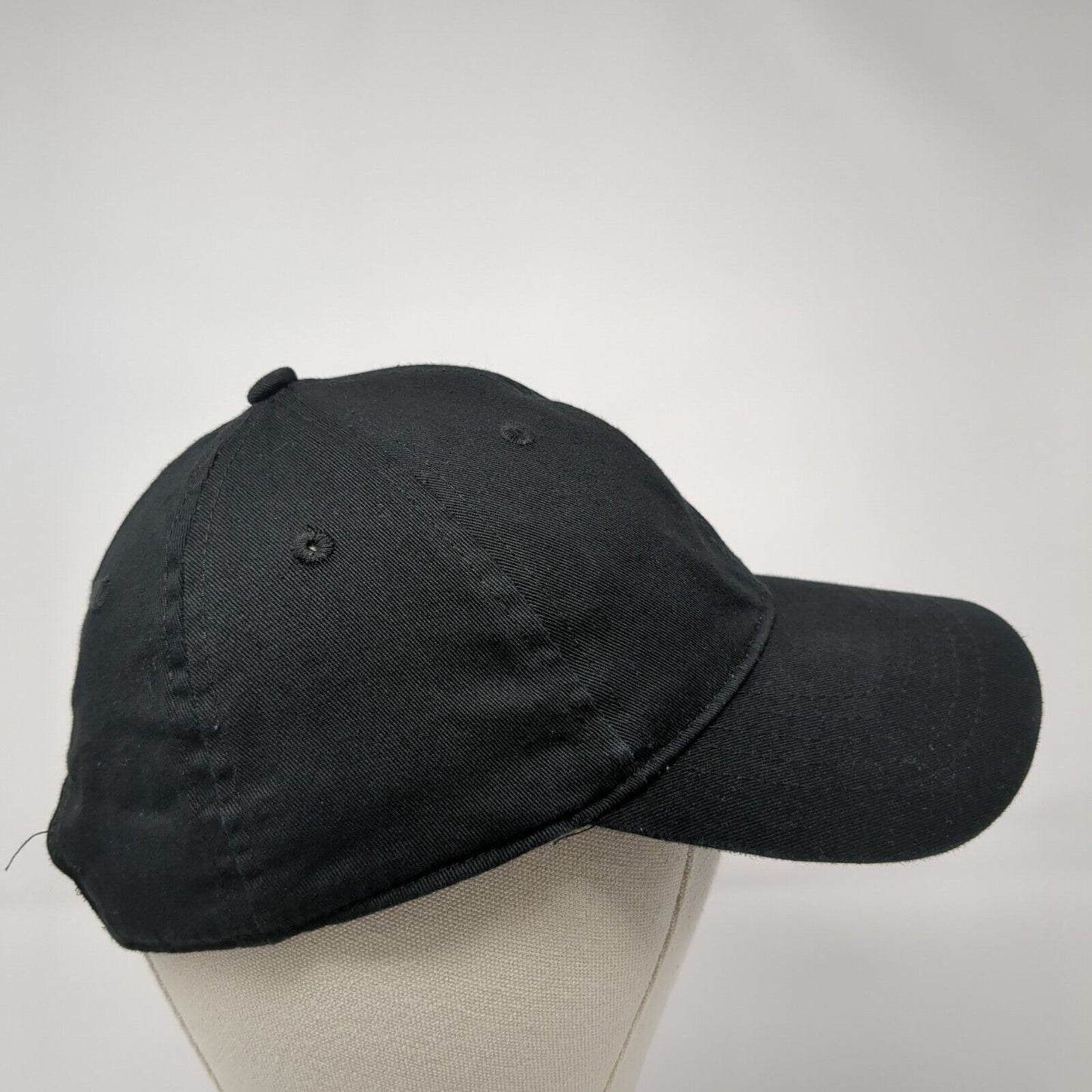 Unbranded Strapback Hat Black One Size Adjustable Vented Holes 6 Panel Blank