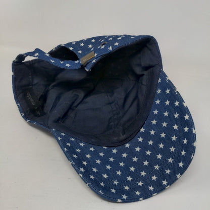 Steve Madden Slideback Hat Blue One Size White Stars All Over Print