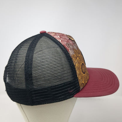Reef Trucker Hat Red Black Floral One Size Snapback Mesh Just Passing Through