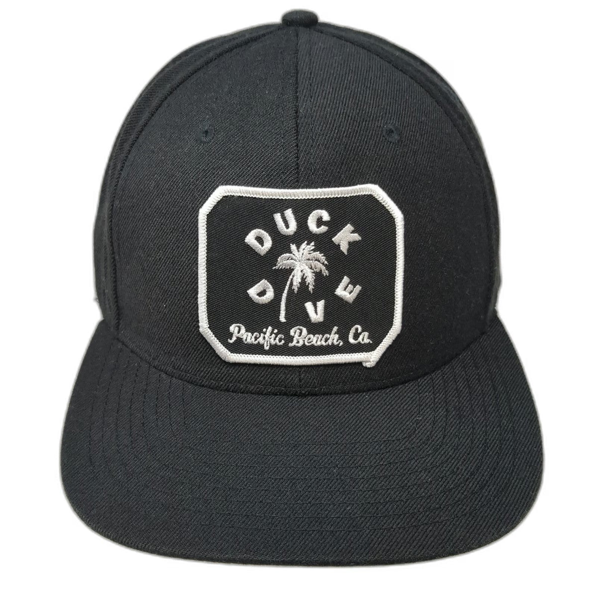 Duck Dive Snapback Hat Black One Size Palm Tree Pacific Beach Ca Acrylic Wool