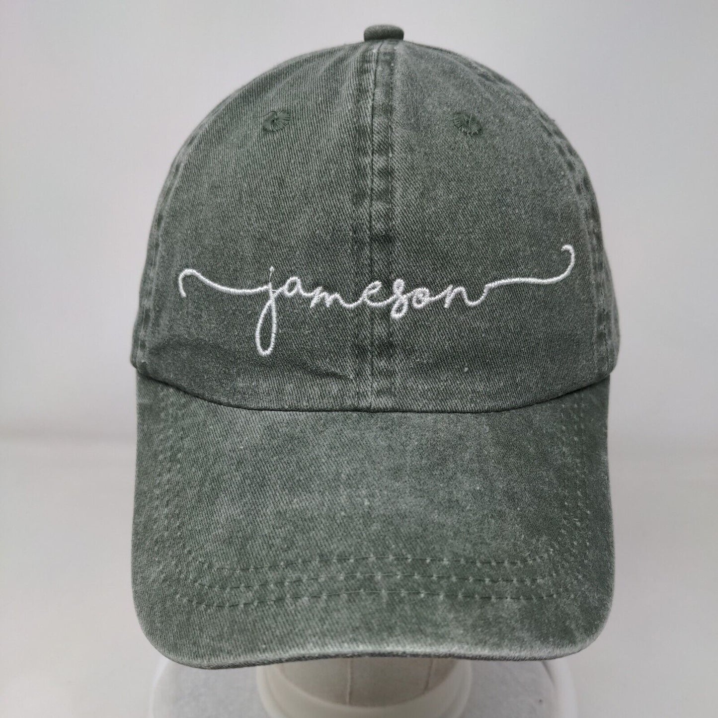 Jameson Slideback Hat Green OSFA Adjustable Embroidered Vented Holes 6 Panel