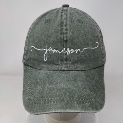 Jameson Slideback Hat Green OSFA Adjustable Embroidered Vented Holes 6 Panel