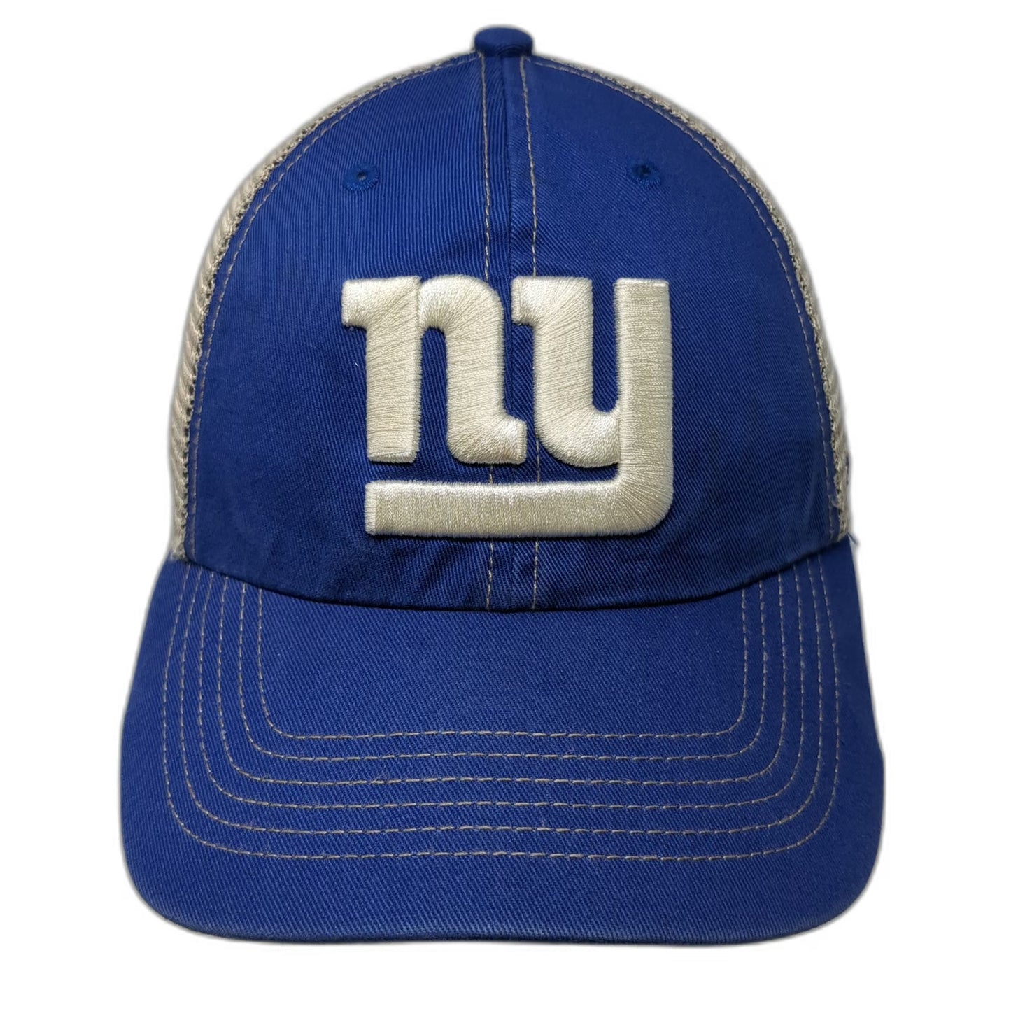 '47 New York Giants NFL Trucker Hat Blue Beige White Green OSFM Snapback Mesh