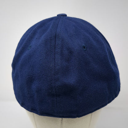 HATCO Baseball Cap Blue 7 3/8 Flat Bill Structured Acrylic Fitted Blank Hat