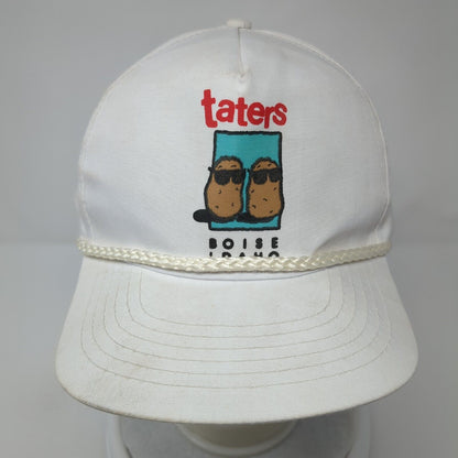Taters Boise Idaho Snapback Hat White One Size Adjustable 6 Panel Rope Capital