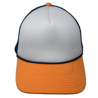 Pacific Headwear Trucker Hat White Blue Orange OSFM Mesh Rope Blank Polyester
