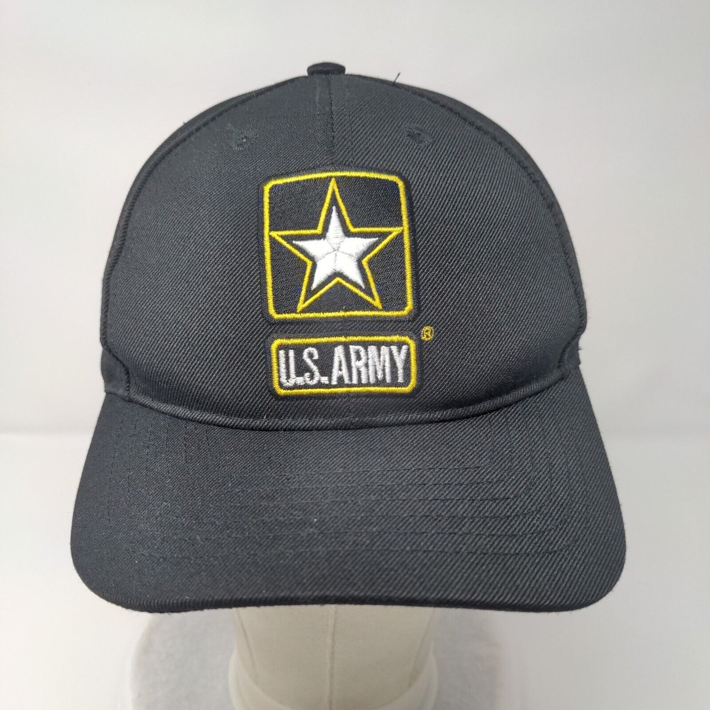US Army Strapback Hat Black OSFA Adjustable Embroidered Patriotic 6 Panel