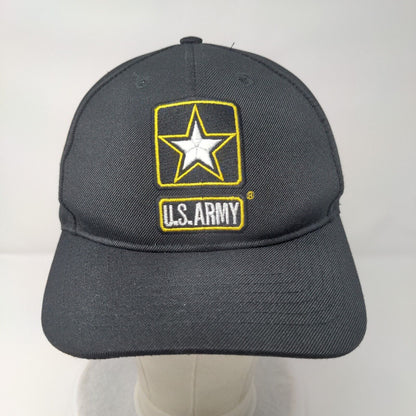 US Army Strapback Hat Black OSFA Adjustable Embroidered Patriotic 6 Panel