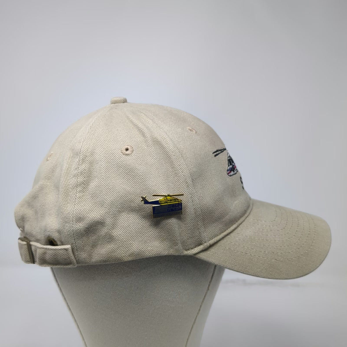 HeadShot Sikorsky S-76 Helicopter Beige One Size Baseball Cap Slideback Pin Hat