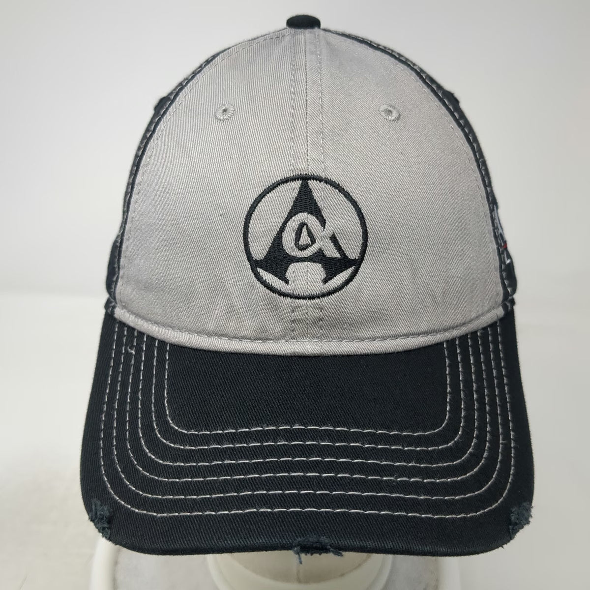 Otto Baseball Cap Black One Size Distressed Alpha Oil Gas Contrast Stitching Hat