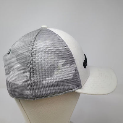 Oakley White Gray Trucker Hat One Size Snapback Mesh Gamble Sands Adjustable